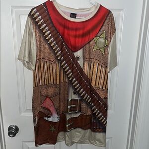 Cowboy Sheriff mens Shirt - Red and Brown